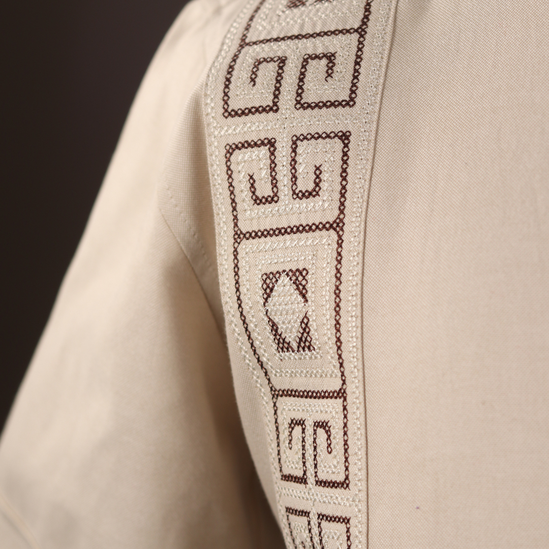 Camisa Guayabera Café Claro Punto de Cruz