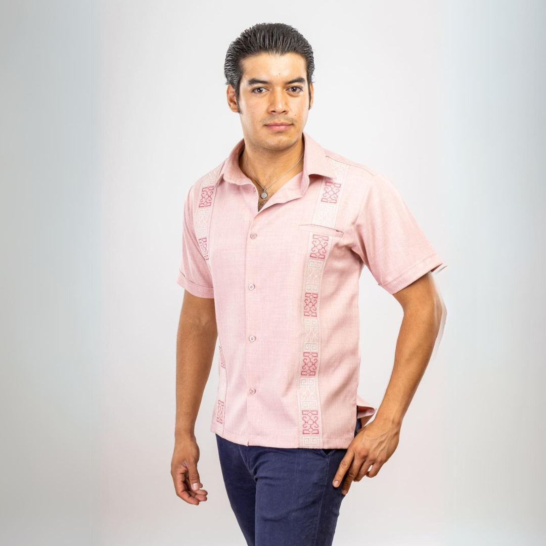 Camisa Guayabera Bordada Palo de Rosa