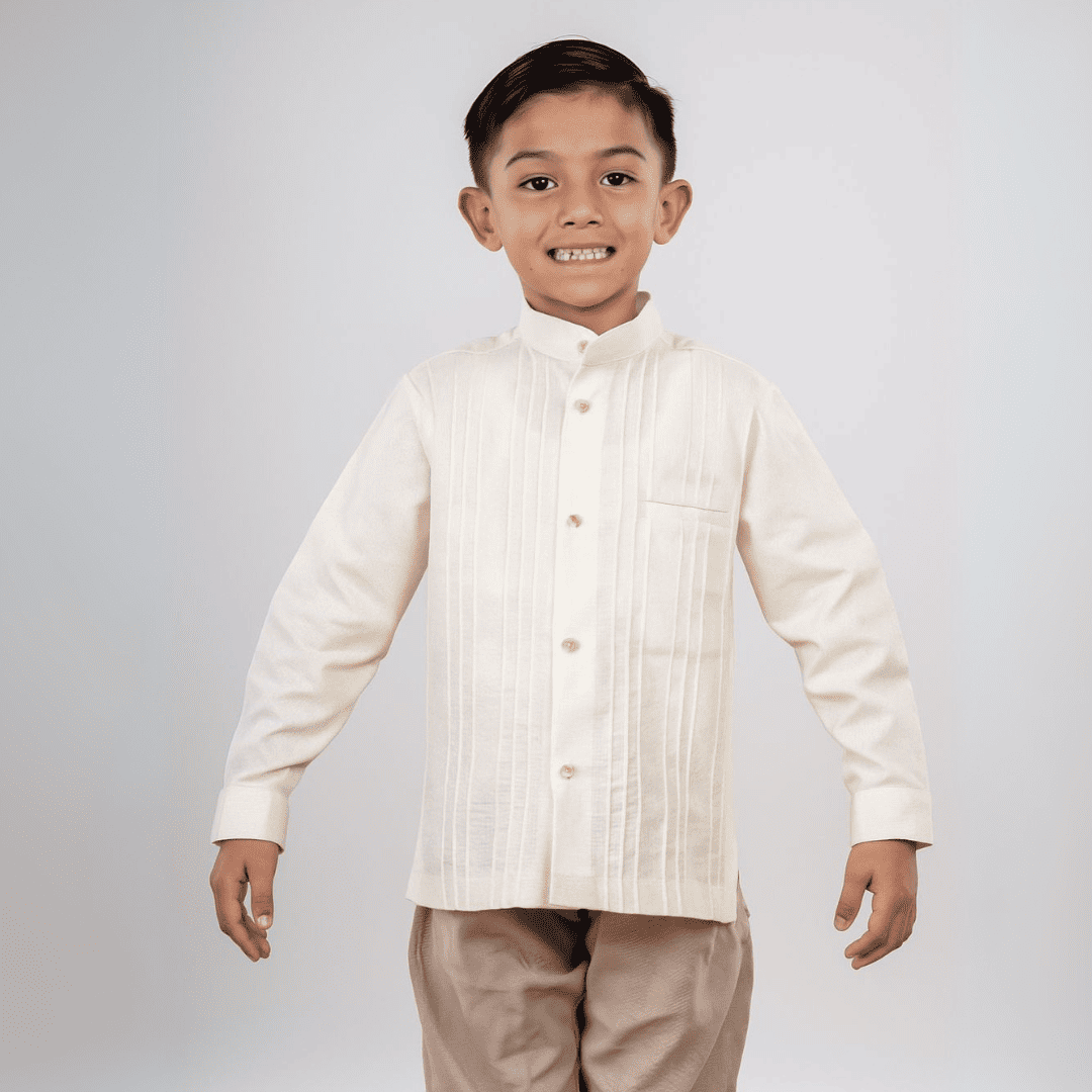 Guayabera Clásica Alforzas Manga Larga